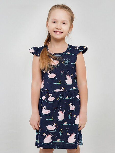 Платье Девочкам Россия Чернильный Лебеди (фото 1)