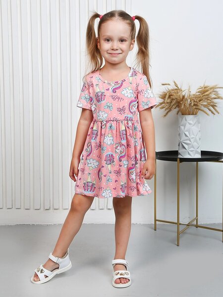 Платье Девочкам Ивашка Розовый Единороги (фото 1)