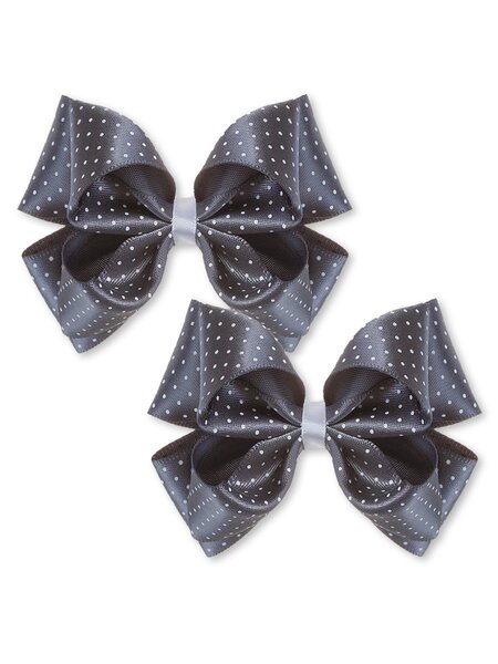 Бантик на резинке, 2 шт Девочкам Baby`s joy Серый тёмный Горох (фото 1)