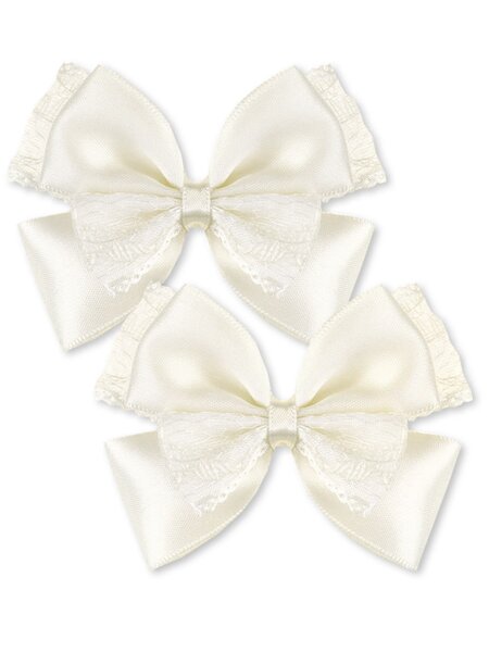 Бантик на резинке, 2 шт Девочкам Baby`s joy Молочный Кружево (фото 1)