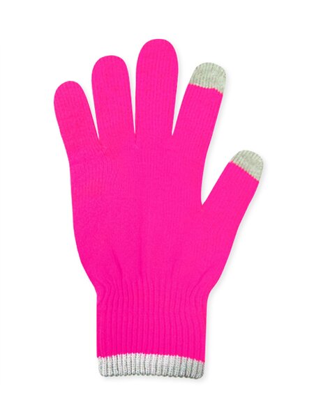 Перчатки Девочкам Россия Розовый неоновый Полоска (фото 1)
