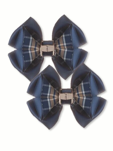 Бантик на резинке, 2 шт Девочкам Baby`s joy Чернильный Клетка (фото 1)