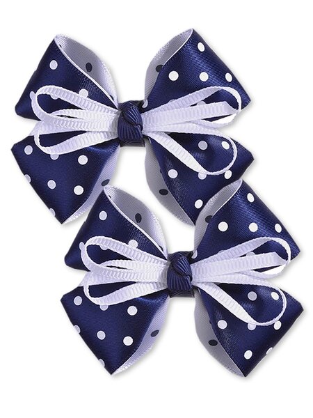 Бантик на резинке, 2 шт Девочкам Baby`s joy Чернильный Горох (фото 1)