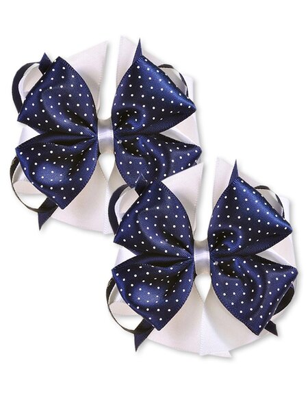 Бантик на резинке, 2 шт Девочкам Baby`s joy Чернильный; Белый Горох (фото 1)