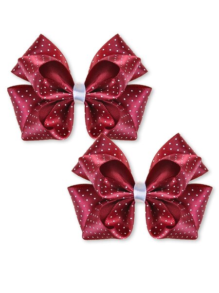 Бантик на резинке, 2 шт Девочкам Baby`s joy Бордовый Горох (фото 1)