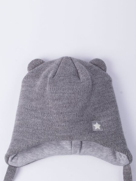 Шапка Девочкам Россия Серый меланж Ушки (фото 1)