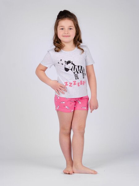 Пижама Девочкам Россия Серый меланж; Коралловый Зебра (фото 1)