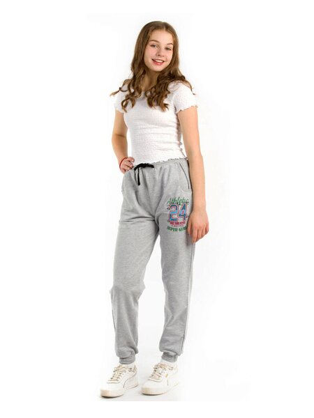 Брюки Девочкам Baby style Серый меланж Цифры (фото 1)