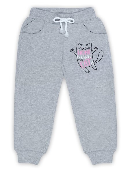 Брюки Девочкам Bonito Серый меланж Котик (фото 1)