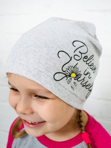 Шапка Девочкам Россия Серый меланж Надпись (фото 1)