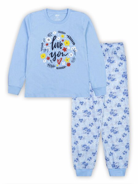 Пижама Девочкам Takro Голубой Надпись (фото 1)