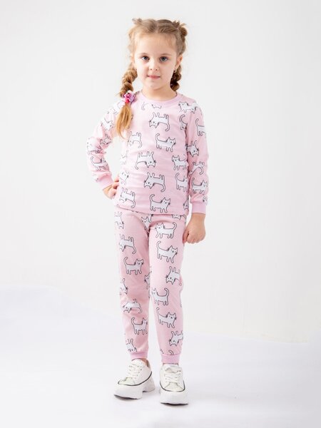 Пижама Девочкам Le&lo Розовый светлый Котики (фото 1)
