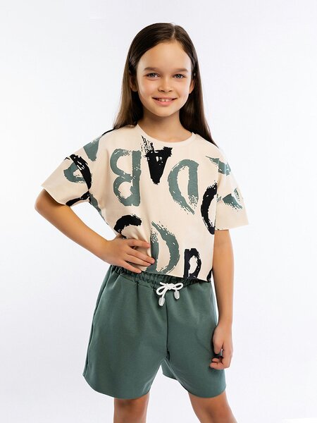 Комплект Девочкам Юлала Зелёный; Бежевый Буквы (фото 1)