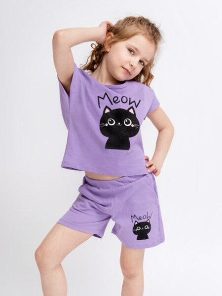 Костюм Девочкам Россия Сиреневый Котик (фото 1)