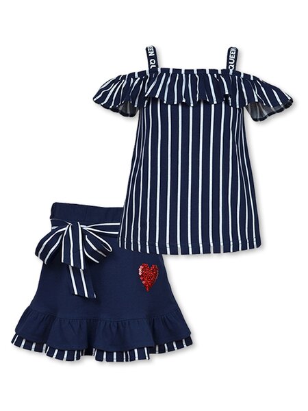 Комплект Девочкам Лунёва Чернильный Полоски (фото 1)