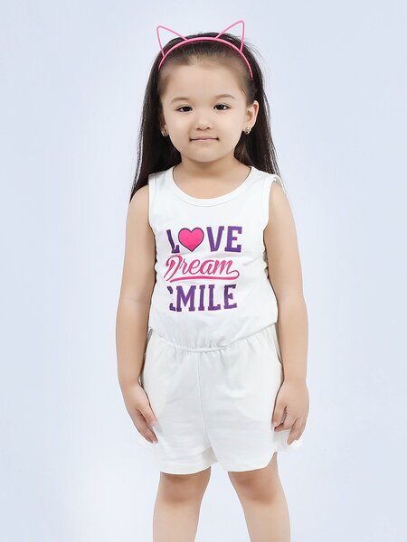 Комбинезон Девочкам Bonito Молочный Надпись (фото 1)