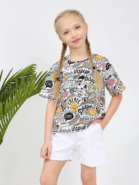 Костюм Девочкам Ивашка Белый Надписи (фото 1)