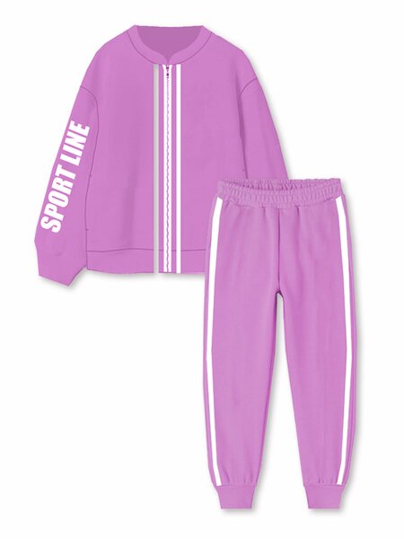 Костюм спортивный Девочкам Kip Сиреневый Надпись (фото 1)