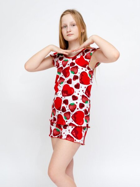 Пижама Девочкам Россия Белый; Красный Ягоды (фото 1)