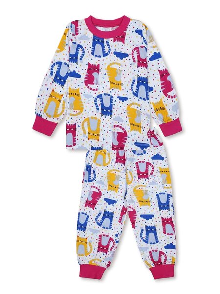 Пижама Девочкам Bonito Белый; Малиновый Котики (фото 1)