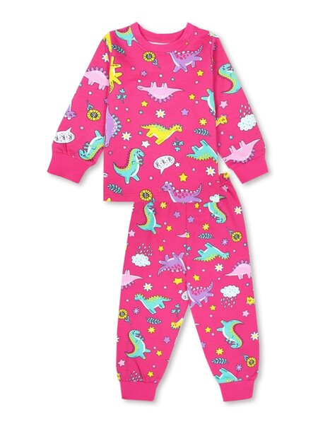 Пижама Девочкам Bonito Малиновый Динозаврики (фото 1)