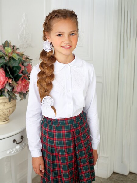 Блузка Девочкам Стиляж Белый Без рисунка (фото 1)