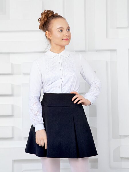 Блузка Девочкам Стиляж Белый Без рисунка (фото 1)