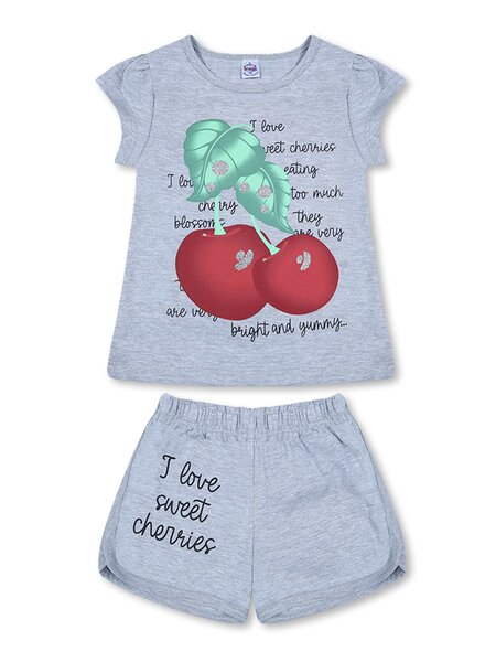 Костюм Девочкам Bonito Серый меланж Вишня (фото 1)