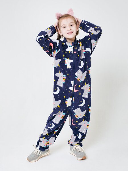 Комбинезон Девочкам Crockid Чернильный Единороги (фото 1)