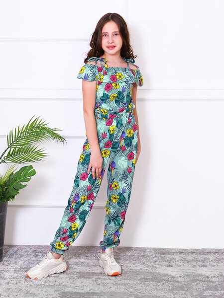 Комбинезон Девочкам Россия Зелёный Цветы (фото 1)