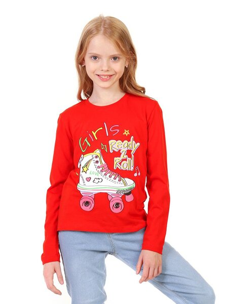 Лонгслив Девочкам Baby style Красный Надпись (фото 1)