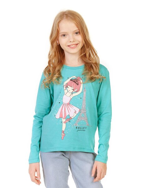 Лонгслив Девочкам Baby style Изумрудный Девочка (фото 1)