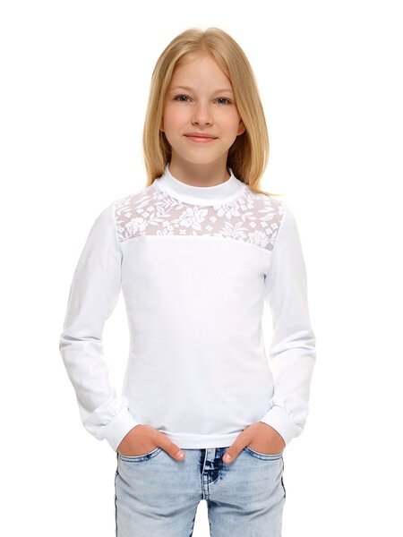 Водолазка Девочкам Россия Белый Цветы (фото 1)