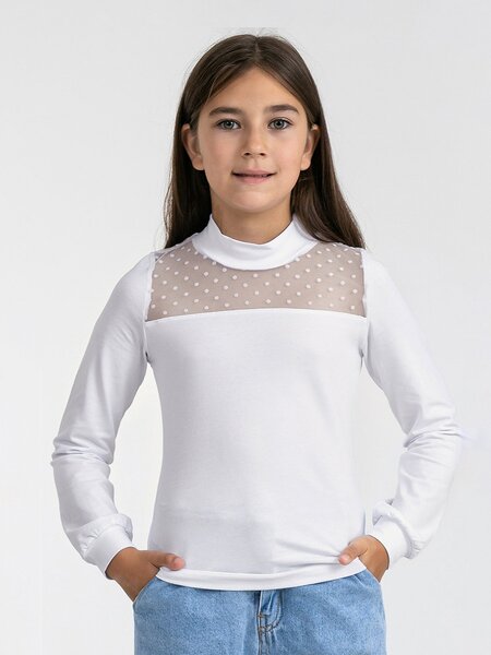 Водолазка Девочкам Россия Белый Кружки (фото 1)