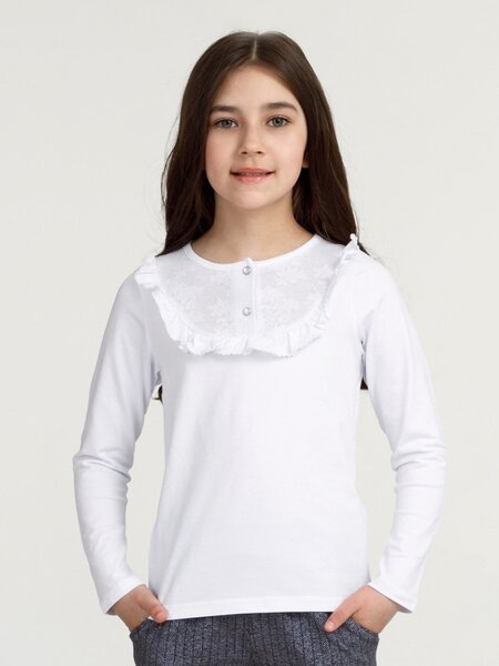 Лонгслив Девочкам Россия Белый Кружево (фото 1)