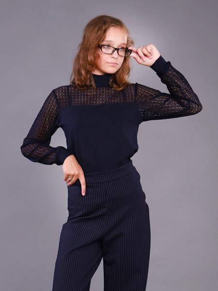 Лонгслив Девочкам Россия Чернильный Без рисунка (фото 1)