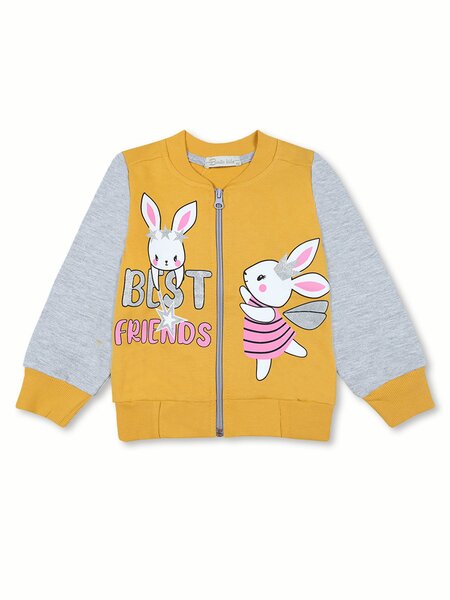 Бомбер Девочкам Bonito Горчичный Зайки (фото 1)