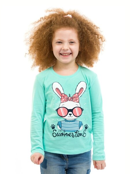 Лонгслив Девочкам Baby style Мятный Зайка (фото 1)