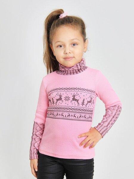 Водолазка Девочкам Ивашка Розовый Олени (фото 1)