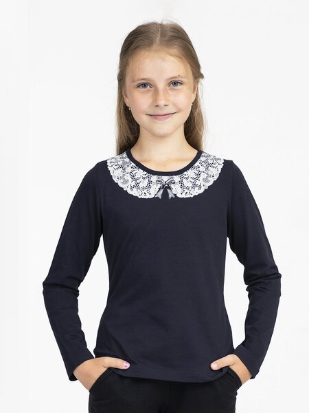 Лонгслив Девочкам Россия Чернильный Кружево (фото 1)