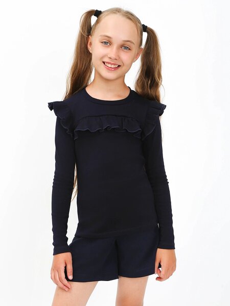 Лонгслив Девочкам Ивашка Чернильный Без рисунка (фото 1)