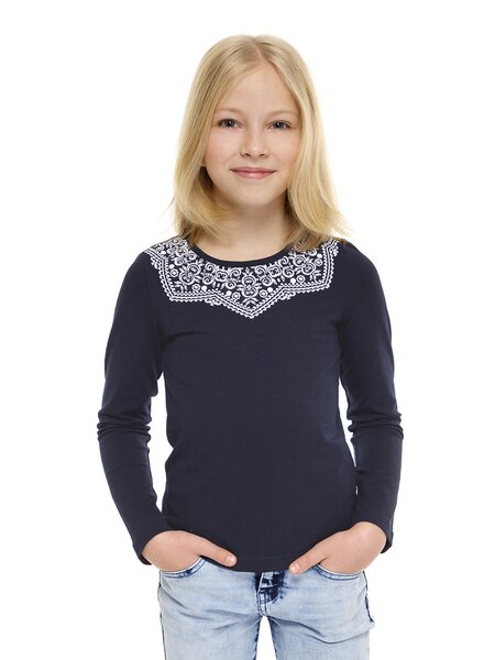 Лонгслив Девочкам Россия Чернильный Узоры (фото 1)