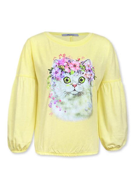 Джемпер Девочкам Лунёва Жёлтый Кошка (фото 1)