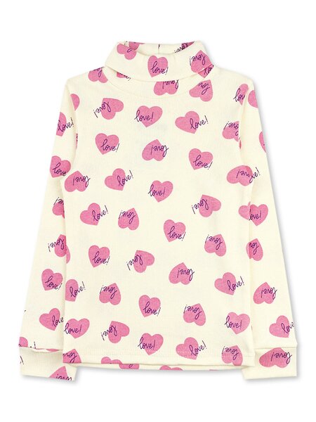Водолазка Девочкам Юлала Экрю Сердечки (фото 1)