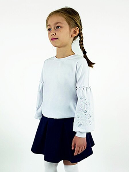 Джемпер Девочкам Лунёва Белый Цветы (фото 2)