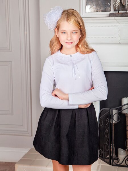 Блузка Девочкам Стиляж Белый Без рисунка (фото 1)