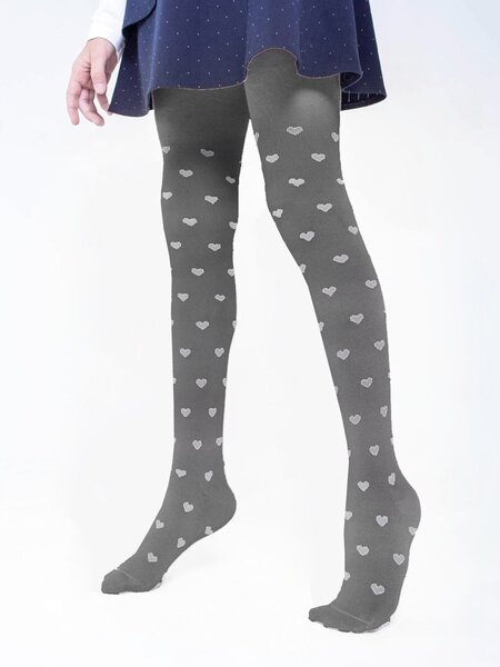 Колготки Девочкам Борисоглебский трикотаж Серый тёмный Сердечки (фото 1)