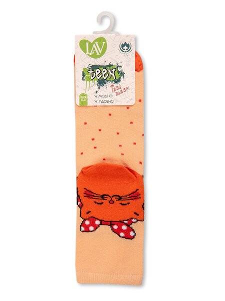 Носки Девочкам Борисоглебский трикотаж Персиковый Кошка (фото 1)