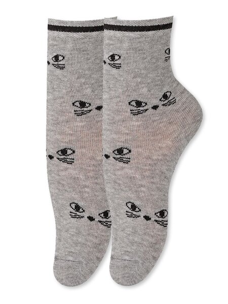 Носки Девочкам Para socks Серый меланж Мордочки (фото 1)