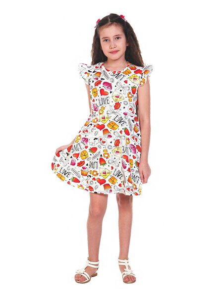 Платье Девочкам Россия Белый Сердечки (фото 1)